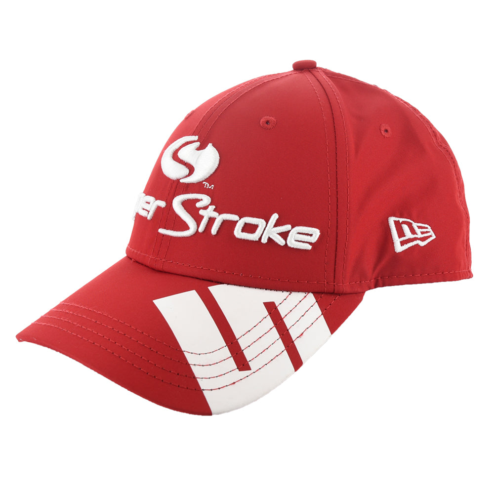 red and white new era hat with SuperStroke Logo