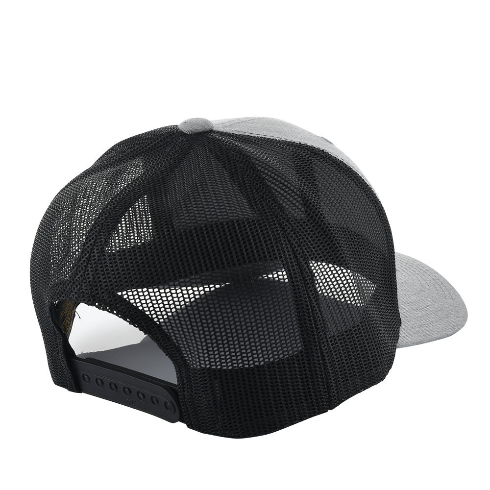 rear view - black and gray trucker hat with superstroke logo