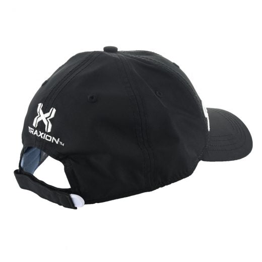 rear view - black and white new era hat with SuperStroke Logo